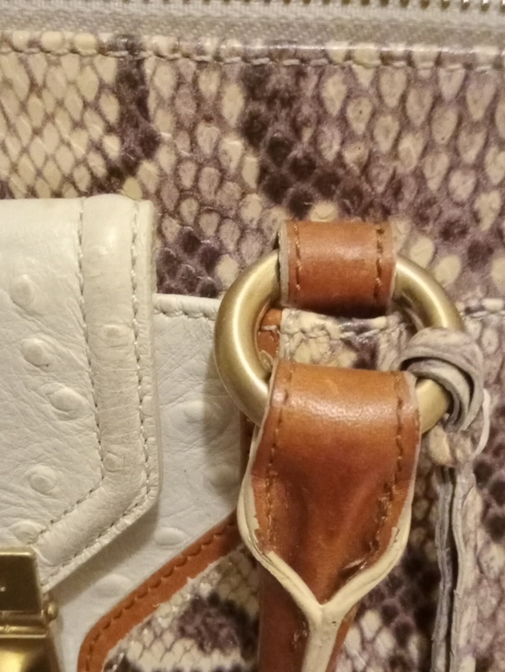 Brahmin Vintage Leather Satchel.Brown And Cream Snakeprint - Picture 8 of 15